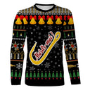 Sweater Noël Mords-moi crochet pêche jacquard noir, coupe unisexe humour décalé pour famille