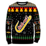 Sweat à capuche Noël Mords-moi crochet jaune, design ugly christmas sweater humoristique