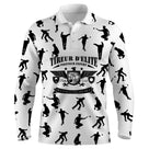 Polo pétanque blanc all-over variante coloris silhouettes joueurs design unité spéciale