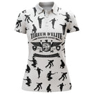 Polo pétanque blanc all-over vue dos message tireur élite pointeur expert silhouettes joueurs