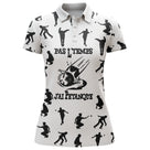 Polo pétanque homme femme manches courtes blanc humour, design bouliste pas le temps pour club