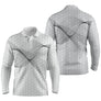Polo manches longues golf unisexe blanc onde sonore noire dynamique tissu respirant léger