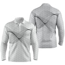 Polo manches longues golf unisexe blanc onde sonore noire dynamique tissu respirant léger