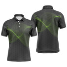 Polo golf homme rouge profond onde sonore lumineuse épaule arc dynamique devant coupe ajustée séchage rapide