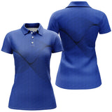 Polo golf femme bleu royal onde sonore noire dynamique coupe cintrée tissu respirant léger