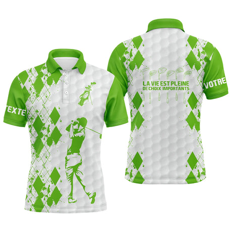 Vêtement de Sport Homme Femme, Cadeau Humour Golfeur, Golfeuse, Polo d'Été à Séchage Rapide, La Vie Est Pleine De Choix Importants - CTS13052214 - Polo Homme Vert