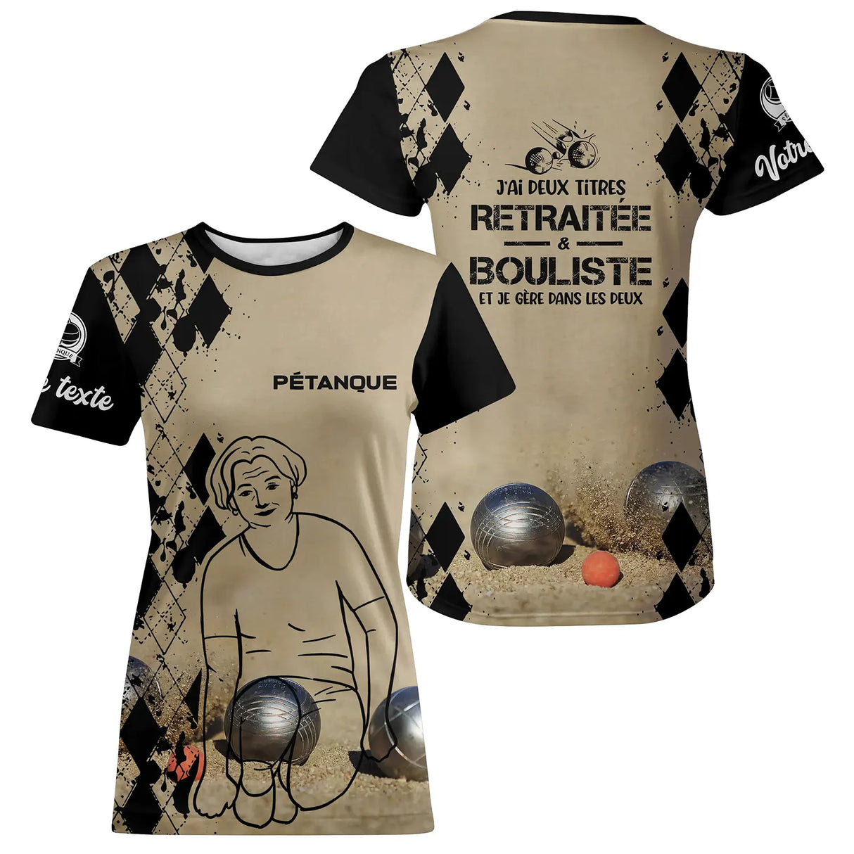 T-shirt bocce, regalo umoristico personalizzato Bouliste, ho due titoli in pensione e Bouliste - CT13092368