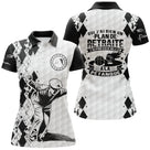 Polo pétanque homme femme manches courtes blanc argyle retraite, design bouliste personnalisable