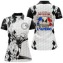 Polo pétanque homme femme manches courtes blanc argyle France, design bouliste apéro personnalisable