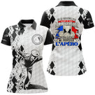 Polo pétanque homme femme manches courtes blanc argyle France, design bouliste apéro personnalisable