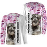 Sweat zippé Schnauzer Miniature femme all-over fond rose motif chien poivre sel photo prénom personnalisés