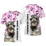 Sweat capuche Schnauzer Nain femme all-over fond floral rose motif Zwergschnauzer photo prénom personnalisés