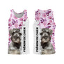Sweat Zwergschnauzer femme all-over fond rose motif chien Schnauzer Nain photo prénom personnalisés cynophile