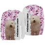 T-shirt Komondor femme all-over fond floral rose motif chien blanc cordes hongrois photo prénom personnalisés