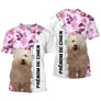 Sweat capuche Komondor femme all-over fond floral rose motif chien blanc cordes berger hongrois photo prénom