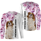 Sweat zippé Cavalier King Charles Spaniel femme all-over fond rose motif spaniel blenheim photo prénom personnalisés