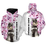 T-shirt Schnauzer Géant femme fond floral rose motif chien noir Riesenschnauzer photo prénom personnalisés cynophile