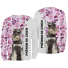 Hoodie Schnauzer Géant femme all-over fond blanc roses violettes motif Riesenschnauzer photo prénom personnalisés