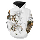 Sweat à capuche cheval tatouage tribal camouflage slogan J'peux pas J'ai Cheval prénom personnalisé