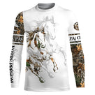 T-shirt cheval enfant manches longues tatouage tribal camouflage slogan J'peux pas J'ai Cheval prénom