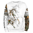 Sweater cheval unisexe tatouage tribal camouflage slogan J'peux pas J'ai Cheval prénom personnalisé