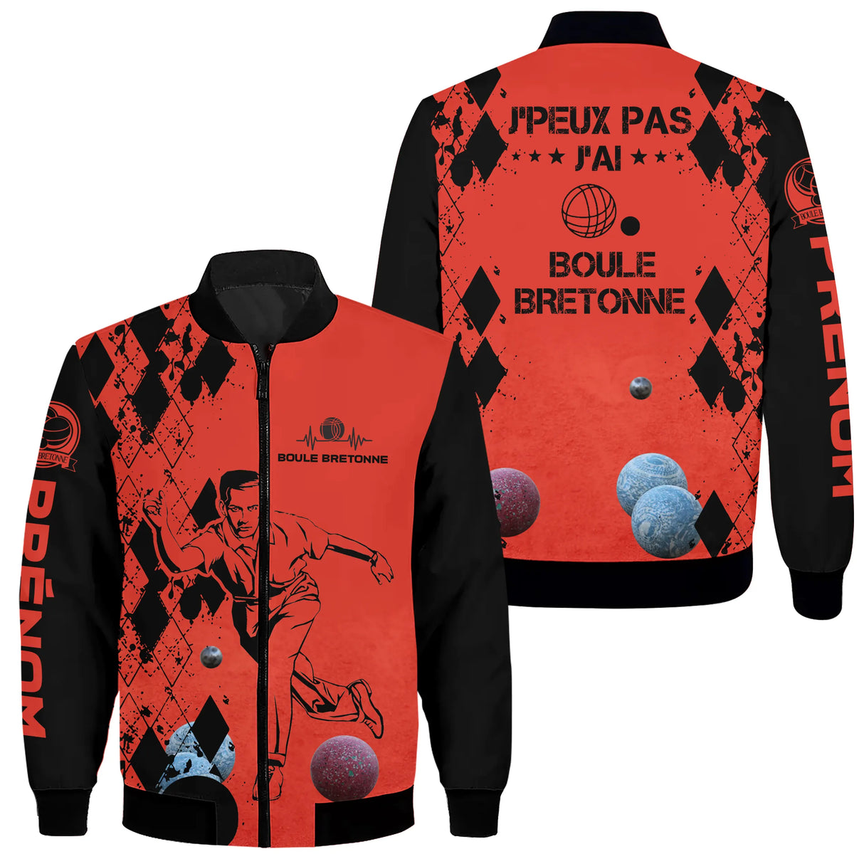 T-Shirt ou Veste Personnalisée – J'Peux Pas J'ai Boule Bretonne – Humour Bouliste - CT14112348