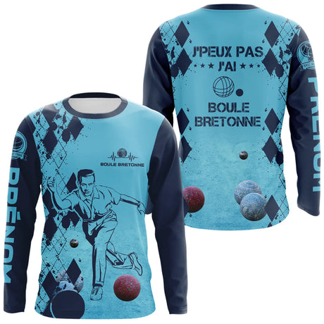 Polo Personnalisé, Cadeau Humour Bouliste, J'Peux Pas J'ai Boule Bretonne - CT14112348 - T-shirt à manches longues bleu