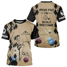 T-shirt all-over boule bretonne sable humour devant joueur boules colorées prénom personnalisé