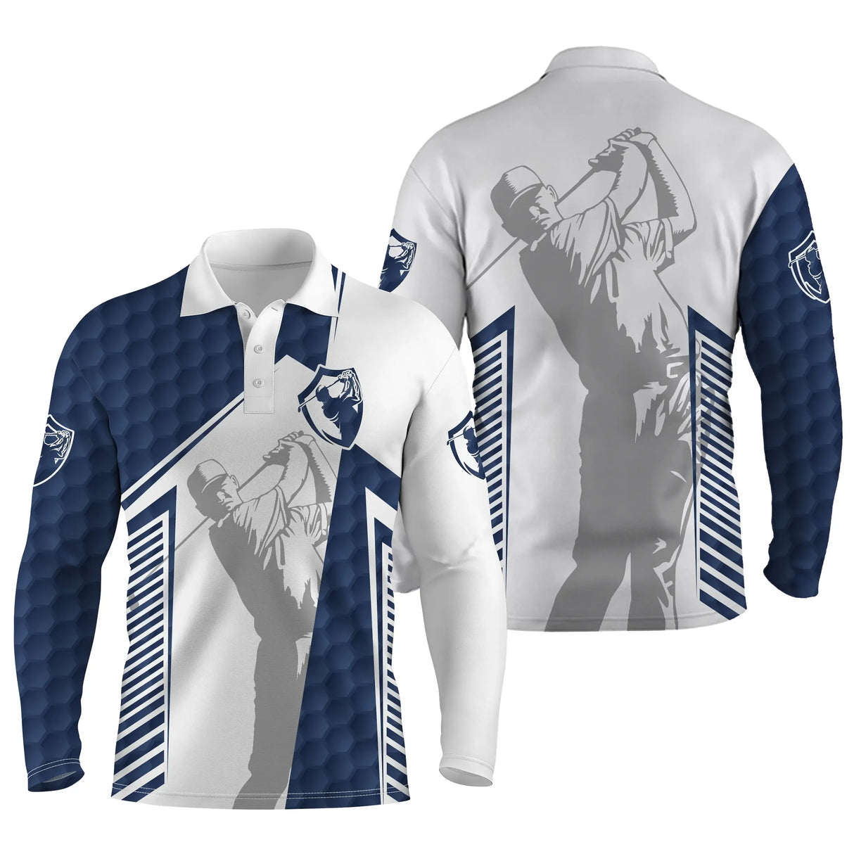 Polo de Sport, Polo de Golf Noir Blanc Vert Bleu Marine, Motif Balle de Golf, Club de Golf - CTS15052226 - Marine