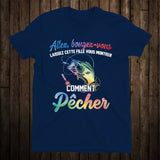 T-shirt humour pêche femme coloris alternatif lettrage chrome