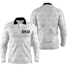 Polo golf motif cliques vue trois-quarts, design all-over et col contrastant, vêtement de sport pour golfeur licencié
