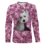 T-shirt chien Westie rose 3D unisexe, design photoréaliste mignon quotidien tie-dye