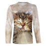 T-shirt chat marron chatons jumeaux endormis unisexe, design photoréaliste mignon quotidien