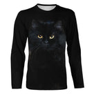 T-shirt chat noir yeux jaunes unisexe, design photoréaliste portrait félin envoûtant