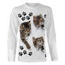 T-shirt chat blanc pattes trio chatons unisexe, design photoréaliste mignon quotidien
