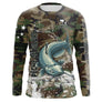 Maillot UV manches longues pêche silure all-over camouflage forêt motif silure catfish prénom personnalisé