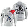 Polo manches longues golf unisexe bleu clair éclaboussure tricolore slogan Pouvoir Club de Golf tissu respirant