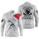 Polo manches longues golf unisexe bleu clair éclaboussure tricolore slogan Pouvoir Club de Golf tissu respirant