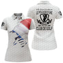 Polo golf femme bleu clair éclaboussure tricolore drapeau France slogan Pouvoir Club de Golf coupe cintrée