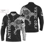 Polo manches longues golf unisexe noir tatouage tribal viking corbeau Vegvísir Viking Golf tissu respirant