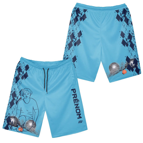 Short de Sport Pétanque Personnalisé Femme - Confortable, Léger et Style Unique | Joueuse et Boules - A170624N66 - Bleu