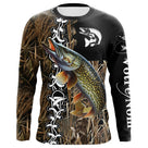 Maillot UV manches longues pêche brochet noir camouflage leurre prénom personnalisé