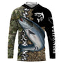Sweat UV à capuche pêche saumon noir camouflage roseau passion prénom personnalisé, vue de face