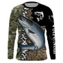 Maillot UV manches longues pêche saumon noir camouflage passion prénom personnalisé