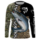 Maillot UV manches longues pêche saumon noir camouflage passion prénom personnalisé