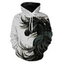 Sweater all-over cheval passion noir et blanc manches longues unisexe encre aquarelle