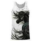 Sweat à capuche cheval passion noir et blanc cheval aquarelle coupe unisexe