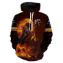 Sweater all-over cheval de feu rouge orange manches longues unisexe flammes ardentes
