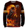 Sweat zippé all-over cheval de feu rouge orange flammes intenses cheval ardent