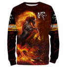 Sweat zippé all-over cheval de feu rouge orange flammes intenses cheval ardent